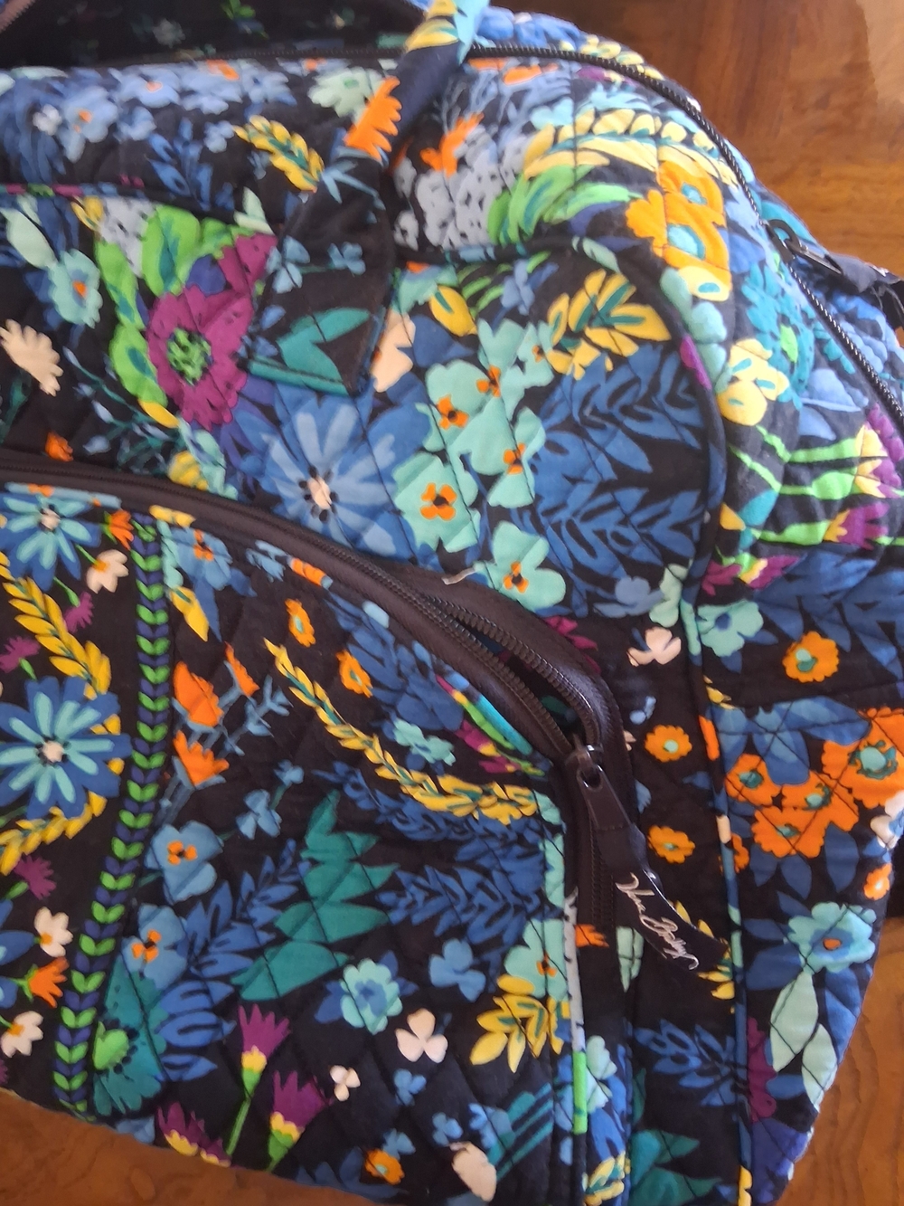 Vera Bradley Navy Multicolor Quilted Floral Travel Tote - Picture 8 of 8